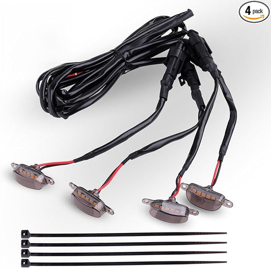 LED Front Grille Position Light, Side Marker Assemblies, Amber | For Ford F150 F250 F350 and Ram 1500, Exterior, 2004-2019