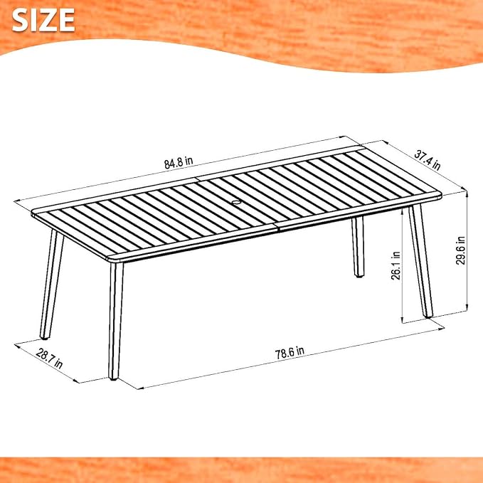 Amazonia San Marino 7-Piece Outdoor Rectangular Dining Table Set | Eucalyptus Wood | Ideal for Patio and Indoors