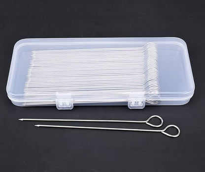 Turkey Lacers for Trussing Turkey,50pcs 6 inches Stainless Steel skewers with Plastic box for Grilling Onions,Prawns,Turkey,Air Fryer,Baking,Rolled Meat,BBQ (6inch Lacers 50p)