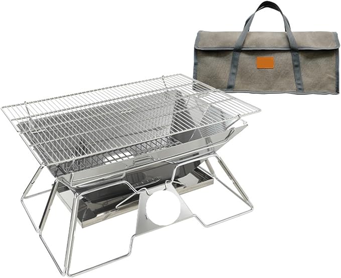 Charcoal Grills Folding Portable Stainless Steel Barbecue Stove Grill BBQ Oven Outdoor Barbecue Utensils Stainless Steel Foldable Barbecue Grill for Garden Outdoor Cooking ( Color : A , Size : 49*34*2