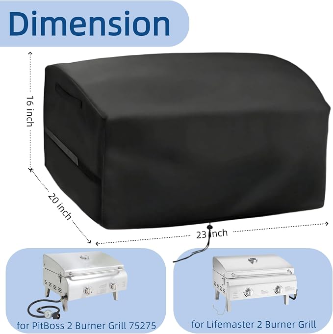 Mini Gas Grill Cover for Pit Boss 75275 for Lifemaster 2 Burner Gas Grill | 23x20x16,Waterproof Dustproof Heavy Duty Oxford Fabric