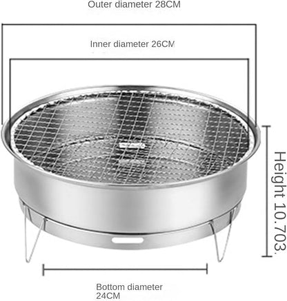 BBQ Grill Barbeque Grill Stainless Steel BBQ Charcoal Grill Desktop Disposable Barbecue Grill for Outdoor Barbeque Grill Camping (Silver 28 * 10.7cm)