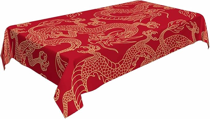 TKS MITLAN Tablecloth Dragon Table Cloth Rectangle Table 52 x 70 Inch Traditional Flying Mascot Animal Chinese Dragons Kitchen Decorations for Home Dinner Party