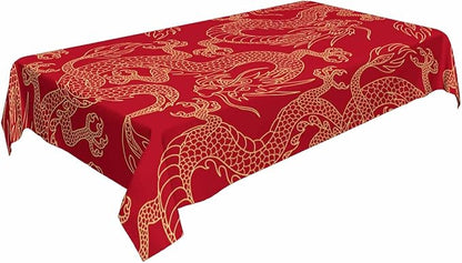 TKS MITLAN Tablecloth Dragon Table Cloth Rectangle Table 52 x 70 Inch Traditional Flying Mascot Animal Chinese Dragons Kitchen Decorations for Home Dinner Party
