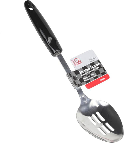 Chef Craft Select Slotted Spoon, 12.75 inches, Stainless Steel/Black (Pack of 2)