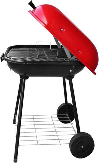 Portable Charcoal Grill, BBQ Grill with Wheels for Outdoor, Square Barbecue Grill with Storage Rack, Heavy Duty Large Outdoor Grills for Camping Picnic, Patio and Backyard