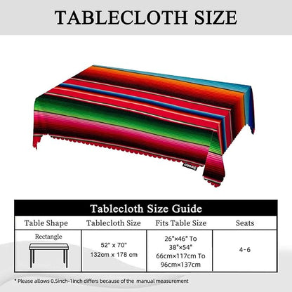 Swono Decorative Rectangle Table Cloth Mexican Style, Traditional Blankets Colorful Stripes Polyester Tablecloth Kitchen Table Cover for Dining BBQ Picnic Coffee Table 50x72, 4-6 Seats