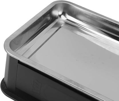 Fish Charcoal Alcohol Stove Stainless Steel Rectangular Grill for Commercial Use 2.2‑4.4lb Fish Pan for Home (Closed Black)