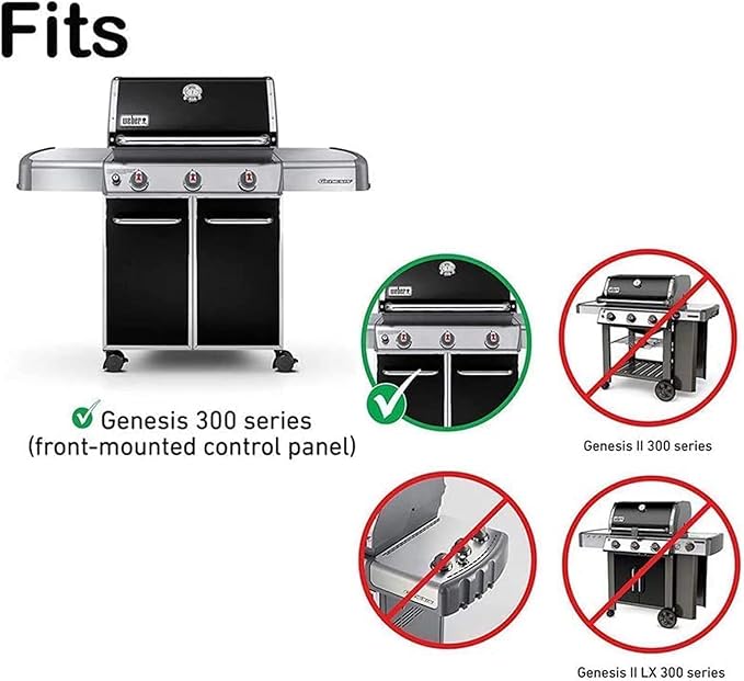 Genesis Grill Parts for Weber Genesis 300 Series with Front Control Knob, Genesis E320 E330 S310 S320 S330, 17.5" Porcelain Steel Flavorizer Bars and Heat Deflectors Replacement for Weber 7620 7621