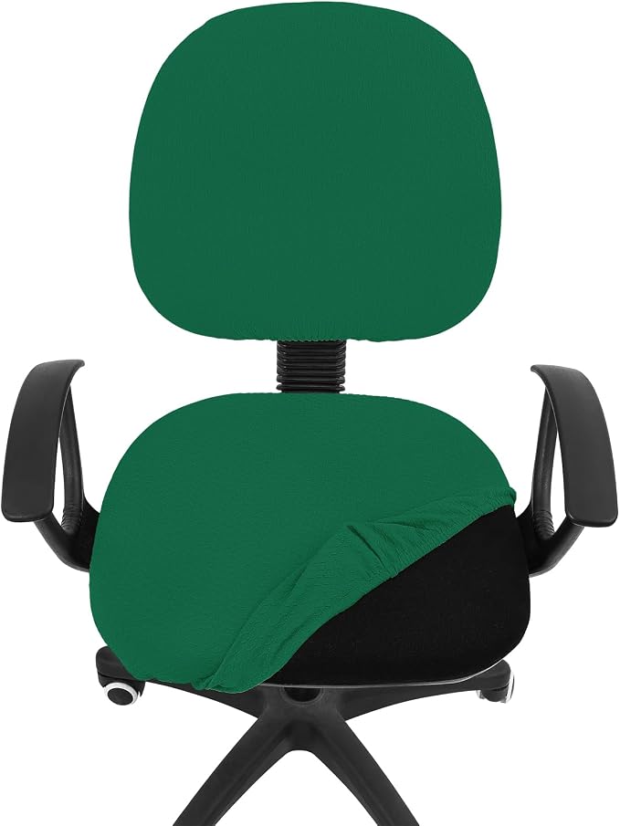 Smiry Office Computer Chair Covers for Desk Rotating Chair Protector | Stretch Jacquard Removable Washable Universal Slipcovers, Seat + Backrest Cover, Chritsmas Green