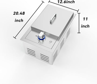 Propane Stove – 17,000 BTU Single Burner,Side Burner for BBQ Island,Comes with Propane Stove Lid,LED Light & Conversion Kit for Natural Gas.Portable Cooktop Ideal for Outdoor Kitchen Island.