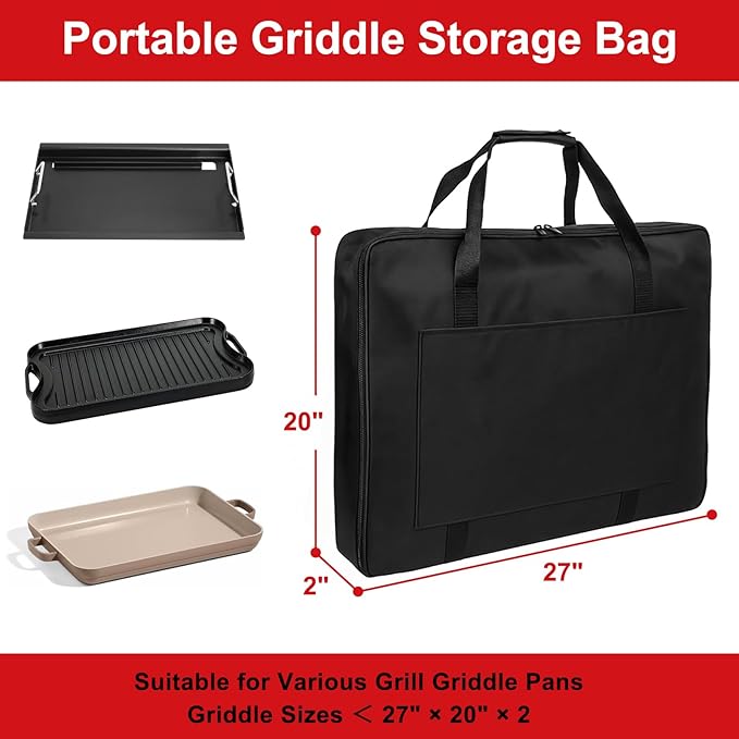 DELSbbq Griddle Storage Bag for Weber 6788/Genesis II 300 Series Griddle Cover Replacement Part for Weber 7035, Waterproof 600D Fabric Carrying Case with Padded Handles for Outdoor Camping & Travel