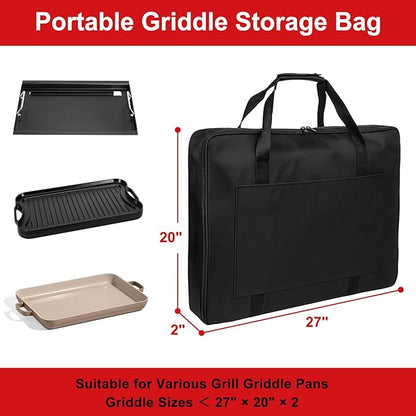 DELSbbq Griddle Storage Bag for Weber 6788/Genesis II 300 Series Griddle Cover Replacement Part for Weber 7035, Waterproof 600D Fabric Carrying Case with Padded Handles for Outdoor Camping & Travel