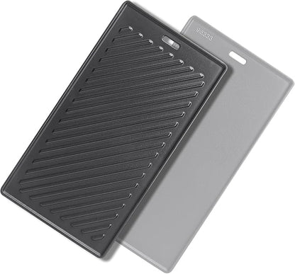 SafBbcue A005 Cast Iron Griddle for Monument Grill 14633, 25392, Mesa400, Mesa200S Replacement Parts, Reversible Grill Plate for Mesa220, Mesa200R, Mesa200B, Mesa200G, Mesa425 Gas Grill Accessories