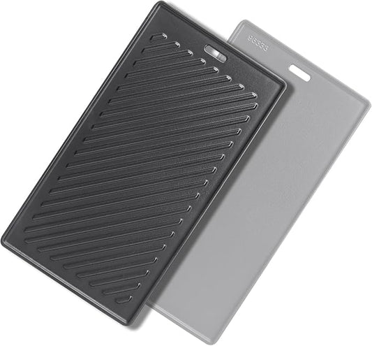 SafBbcue A005 Cast Iron Griddle for Monument Grill 14633, 25392, Mesa400, Mesa200S Replacement Parts, Reversible Grill Plate for Mesa220, Mesa200R, Mesa200B, Mesa200G, Mesa425 Gas Grill Accessories