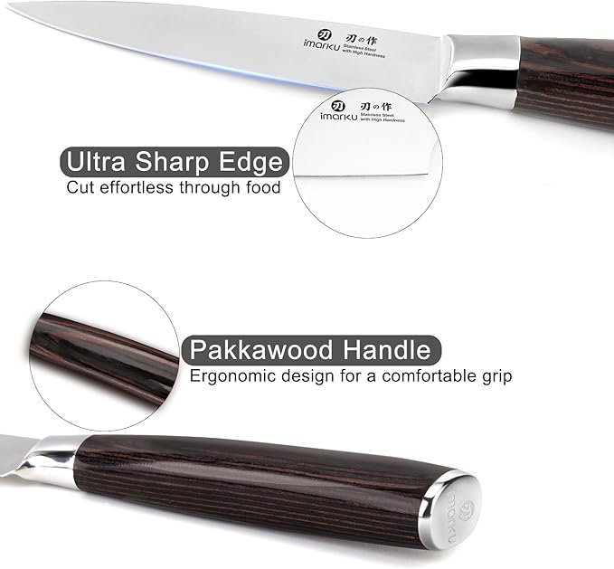 imarku Paring Knife - Paring Knives, 3.5 Inch Small Kitchen Knifes - Japanese High Carbon Stainless Steel Fruit Knife, Ergonomic Pakkawood Handle, Ultra Sharp Blade, Unique Gifts for Men and Women