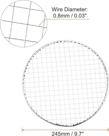 HARFINGTON 5pcs Round BBQ Grill Net 9.7" Dia Galvanized Iron Barbecue Mesh Mat for Baking Smoking Charcoal Grilling Roasting