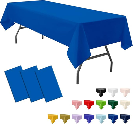 3-Pack Premium Plastic Dark Royal Blue Tablecloth Disposable 54" x 108" Rectangle Table Cover PEVA Party Sapphire Ocean Blue Table Cloths for Parties Birthday Wedding Picnic Banquet