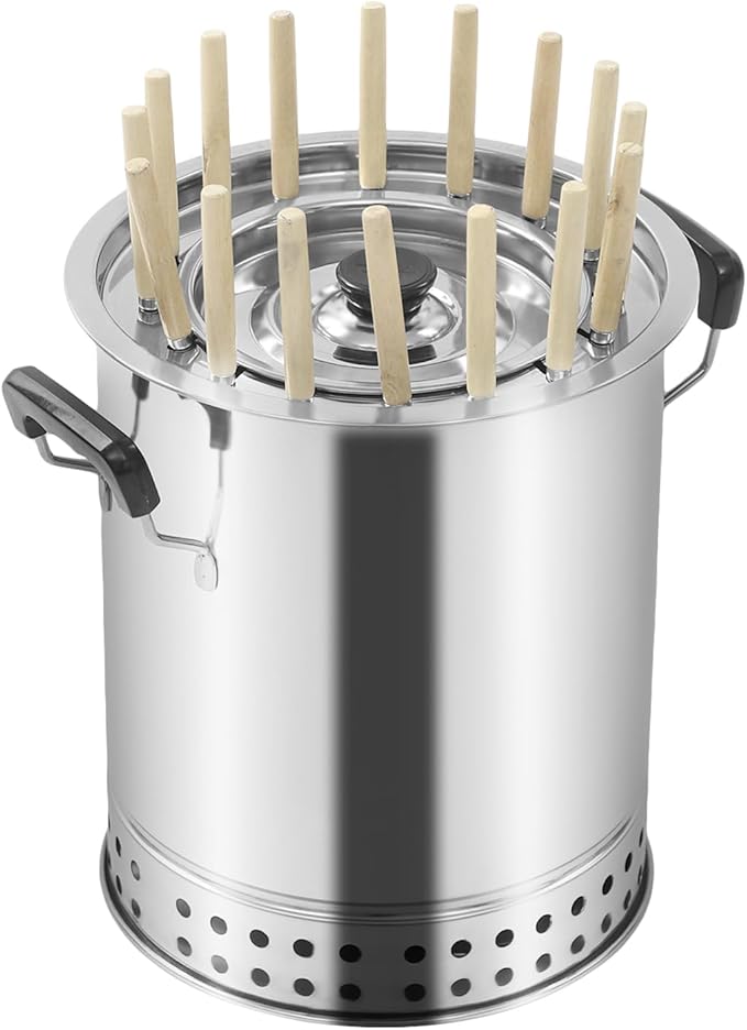 Barrel Smoker Grill - Portable Stainless Steel Charcoal Grill with Complete Accessories for Camping, Picnics, Parties and Beaches
