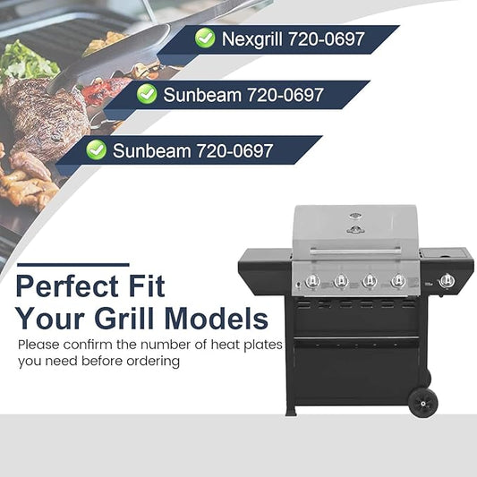 Criditpid Grill Replacement Parts for Grillmaster 720-0697 7200697 Gas Grill, Grease Tray, Grid Grates, Heat Plate & Burners Kit for Nexgrill Nexgrill 720-0697 & Grill Master 720-0697 Gas Grills.