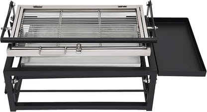 Portable Charcoal Flip Grill, 360° Rotating Outdoor BBQ Grill, Steel Flipping Barbecue Grills, Cooking Grill with Removable Tray Suit for 8 People Camping Picnic Yard Party