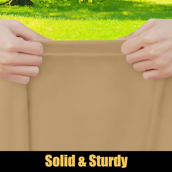 Smiry Rectangle Picnic Table Cloth, Waterproof Elastic Fitted Tablecloths for 8 Foot Tables, Washable Polyester Table Cover for Camping, Indoor and Outdoor (Khaki, 30"x96")