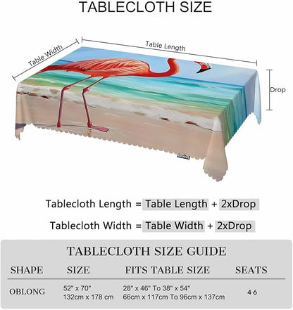 Tablecloth Flamingo, Pink Flamingo Ocean Beach Rectangular Table Cover Kitchen Table Cloth for Dining Hotel Coffee Parties Tabletop Decoration, 52x70 Inch