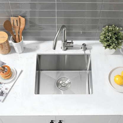 Undermount Bar Sink, Jshozzy 18"x15"x10" Wet Bar Sink Undermount Stainless Steel Hademade 16 Gauge Single Bowl Kitchen Sinks with Drain Strainer