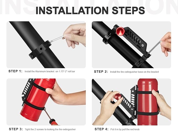 ZIDIYORUO 2PCS UTV Fire Extinguisher Mount Kits, Quick Release Roll Bar Fire Extinguisher Holder Fit for 1.75"-2" Roll Cage, Compatible with Polaris RZR/ Maverick Can Am X3/Kawasaki/Talon Pioneer