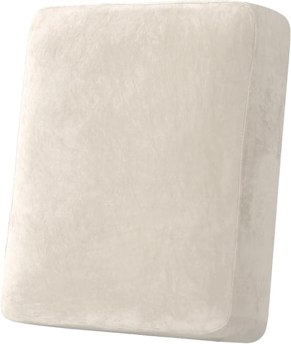 H.VERSAILTEX Velvet Stretch Couch Cushion Cover Plush Cushion Slipcover for Chair Cushion Furniture Protector Seat Cushion Sofa Cover (1 Piece Armchair Cushion Covers, Ivory)