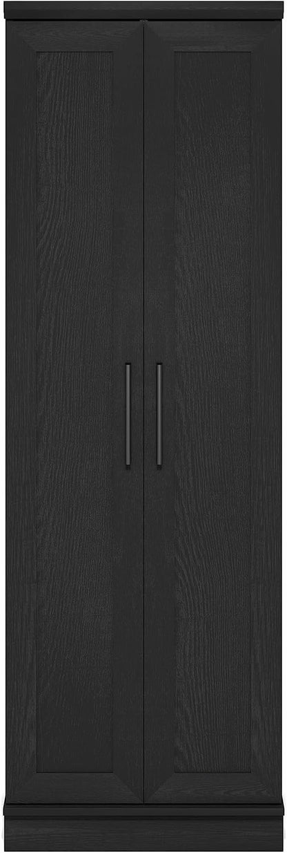 Furinno Robin Storage Cabinet, 5-Tier Pantry Cabinet with Adjustable Shelves, 23W with 2 Shaker-Doors, Kitchen Cabinet, Organization and Storage, for Pantry, Living Room, Home Office, Black Woodgrain
