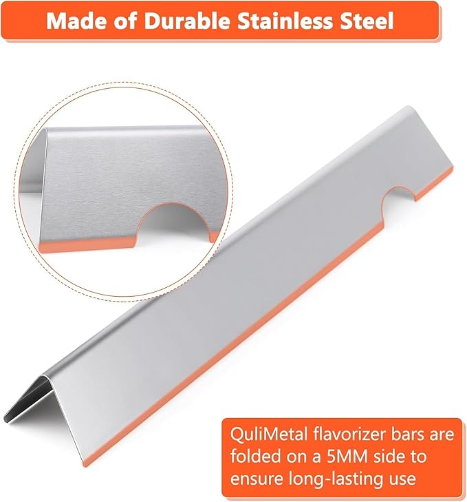 QuliMetal Grill Parts For Weber Genesis II E-410/E-415/E-435, Flavorizer Bars and Heat Deflectors for Weber Genesis II LX E-440 Series, Grill Parts For Weber GS4 66686 66041 66033, 17" Stainless Steel