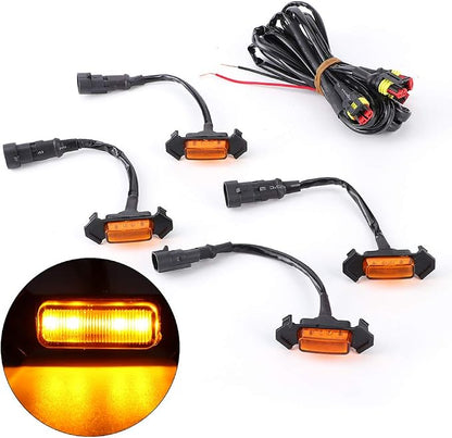 4PCS 12V Car LED Grille Light High Brightness Accessory ABS Material Black Lens White Light Yellow (Yellow Shell)