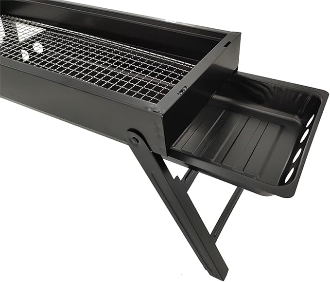 Srliya Portable BBQ Grill, Charcoal Grill with Extended Stainless Steel Grid and Pull Out Box, Lightweight Foldable Design for Camping Picnics Traveling ((Approx. 60.2x22.2x32.8cm / 23.7x8.7x12.9in