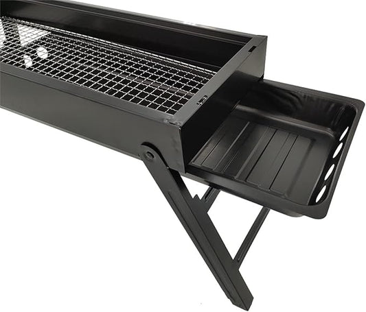 Srliya Portable BBQ Grill, Charcoal Grill with Extended Stainless Steel Grid and Pull Out Box, Lightweight Foldable Design for Camping Picnics Traveling ((Approx. 60.2x22.2x32.8cm / 23.7x8.7x12.9in