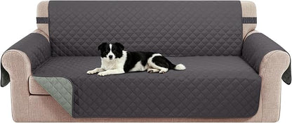 Reversible Couch Cover for 3 Cushion, Sofa, Dark Grey | Couch Cover for Sofa, Pet Friendly Water Repellent Couch Sofa Cover, Washable Furniture Protector with Elastic Straps