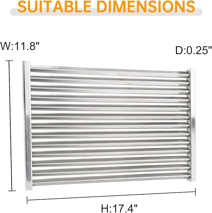17.4 x 11.8 Inch Stainless Steel Cooking Grid Grates Replacement for Weber Spirit 300 Series for Genesis Silver/Gold B & C,2 Pack
