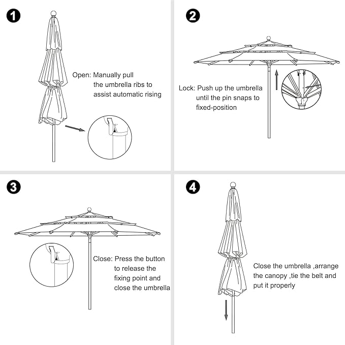 EliteShade USA 10-Year-Non-Fading 11ft 3-Tier Market Patio Umbrella, Commercial Grade Outdoor Table Umbrella with Cylinder Push-Up, Windproof & UPF 50+ UV Protection, Heavy Duty Ventilation for Garden, Deck, Pool, Backyard, Beach & Bistro, Black