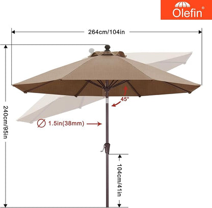 MASTERCANOPY 9ft Olefin 5-Year-Non-Fading Patio Umbrella Forest Green | UV/Water/Fade-Resistant Canopy, Vented Top, 8 Fiberglass Ribs – Ideal For Deck, Yard, Market