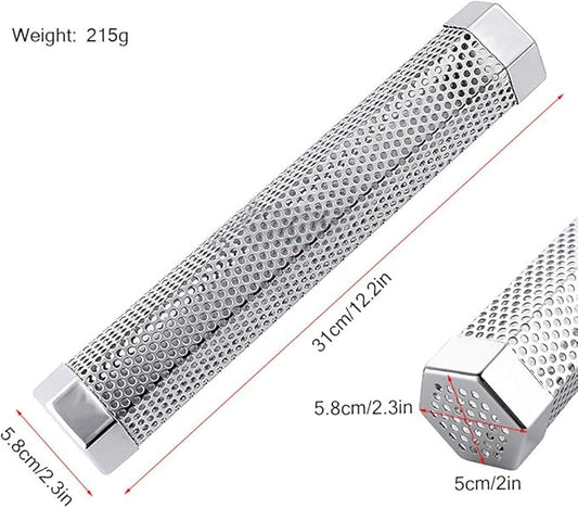 Pellet Smoker Tube for Grilling, 12 inches Premium Stainless Steel BBQ Wood Pellet Tube Smoker for Gas Charcoal Electric Grill or Smokers, Hexagonal