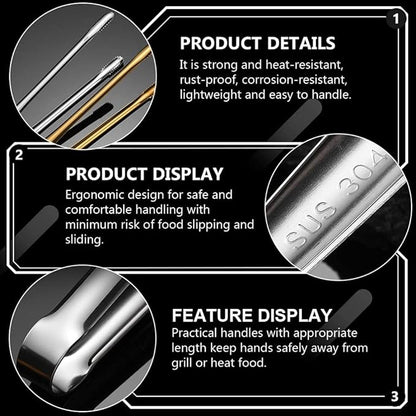 YARNOW Japanese Style Stainless Steel Barbecue Tongs 12 Inch Thickened Korean Grill Food Clamp for Outdoor Cooking and Steak Grilling