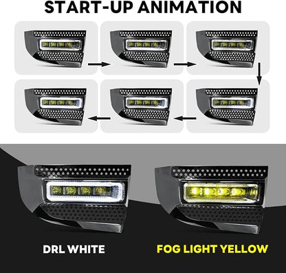 T T-ABC New Accessories Set Compatible with 2020-2025 Land Rover Defender Grill Lights 110 130 90 Fog Light P300 P400 P500 P525 Rear Bumper Lamp All Edition LED Trim Custom Front Replacement (GS+F+RN)