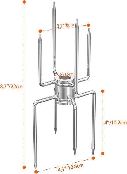onlyfire Double Sided 4 Pronged Rotisserie Fork for Most Grills, Fits 5/16" Square Rotisserie Spit Rods, 1 PCS