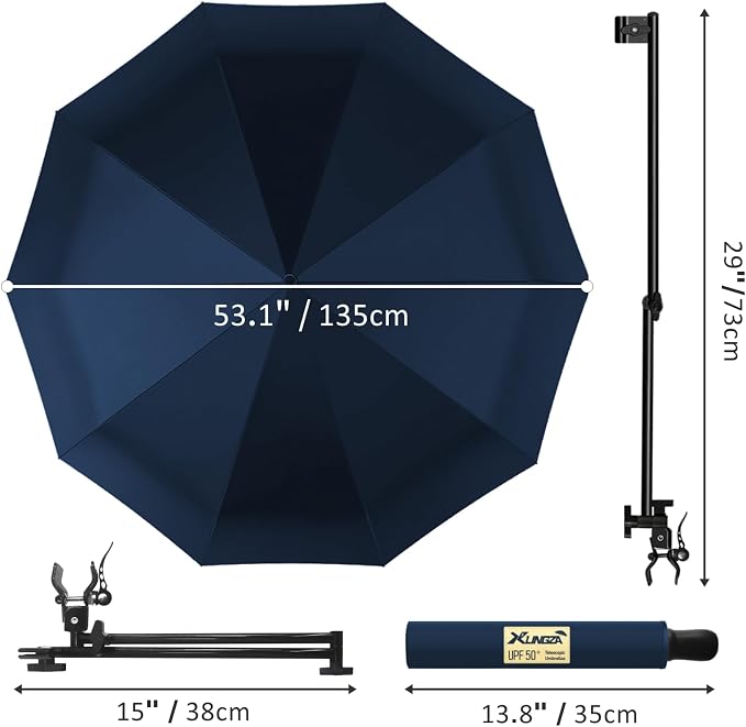XLINGZA UPF 50+ Beach Umbrella with Adjustable Universal Clamp