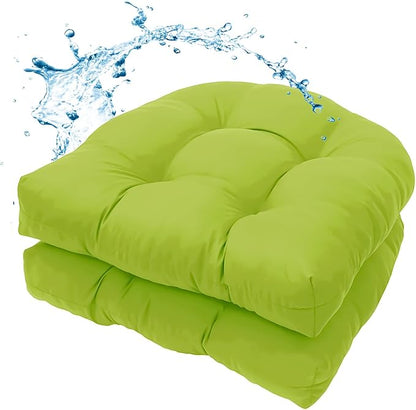 MTMR 2Pcs Outdoor Chair Cushions, Patio Furniture Seat Pads, Waterproof | 2Pcs , waterproof cover, PP cotton, u-shaped, no-fading, thick patio seat pads for outdoor wicker furniture in yard, 19x19x4