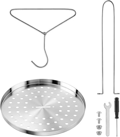 Stainless Steel Turkey Fryer Stand Kit,Turkey Rack,Vertical Turkey Roasting Stand with Chrome Finish Wire Handle Lifter Hook for Deep Fry Grill Oven BBQ