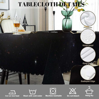 Swono Galaxy Universe Rectangle Tablecloth Spiral Stars Galaxy Space Table Cloth Dining Table Cover for Home Kitchen Restaurant Party Buffet Picnic Wedding, 52x70 Inch