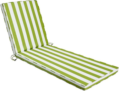 Chaise Lounge Cushions Outdoor, 72"x22"x3" Patio Lounge Chair Furniture Cushions with Washable Covers for Pool, Patio, Lawn (Green+White Stripes, 1 Pcs)