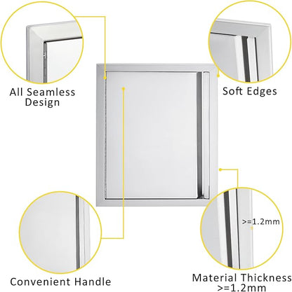 GarveeLife BBQ Access Door 17W x 24H Inch, Outdoor Kitchen Doors with Weatherproof 304 Stainless Steel Built in Single Access Doors for Outside Kitchen Commercial Grilling BBQ Island Barbeque Station