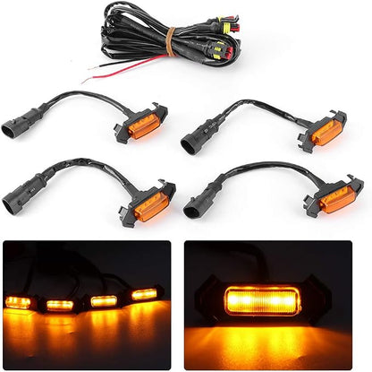 4pcs 12V Car LED Grille Light for 2016-2020 - High Brightness Accessory (Yellow Shell Yellow Light)
